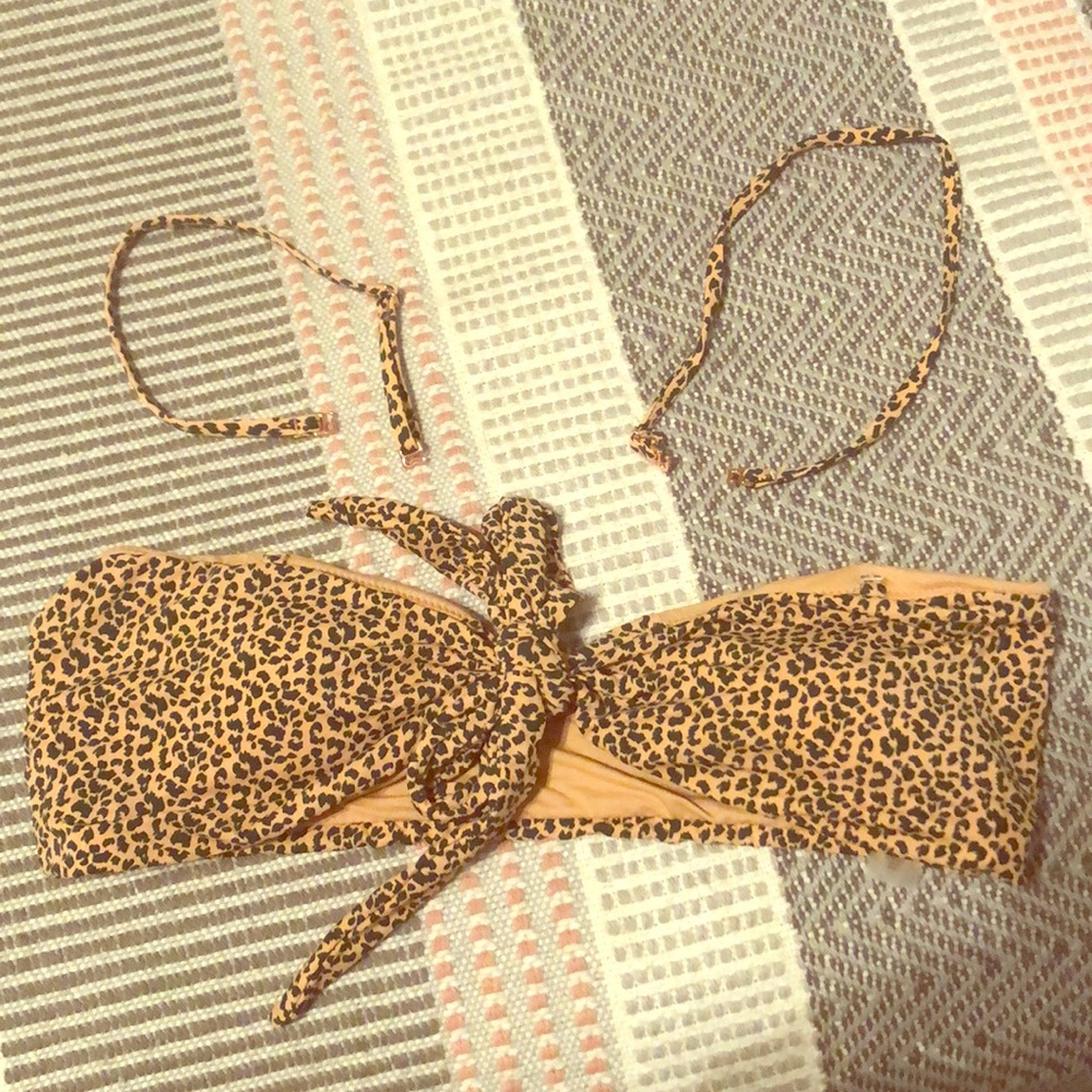 Cheetah print bandeau swim top